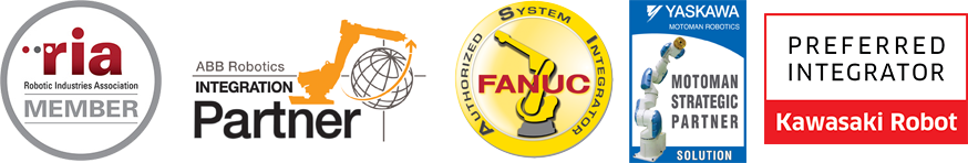 RIA Member, ABB Robotics Integration Partner, FANUC Integrator, and Motoman Strategic Partner logos