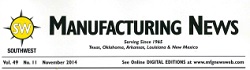 magazine cover Manufacturing News, November 2014