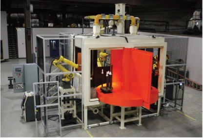 Guyson custom 3 robot shot blasting system for automotive chassis components