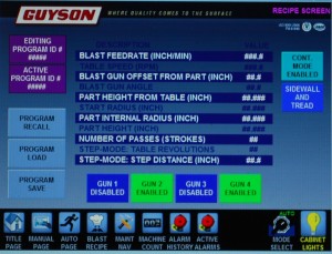shot peening program data are readily accessed via the HMI