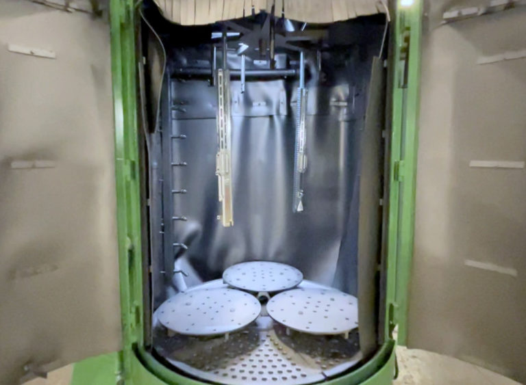 Blast Cabinet satellite table for high volume blast finishing